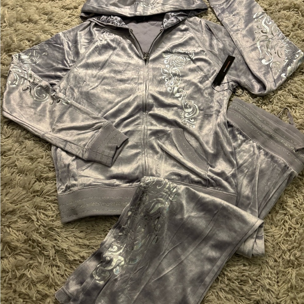 BCBGMaxAzria Silver Fabric with Black Label Size L - Picture 2 of 16